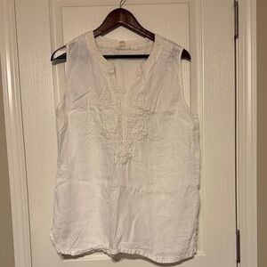 Charter Club White Sleeveless Embroidered Blouse